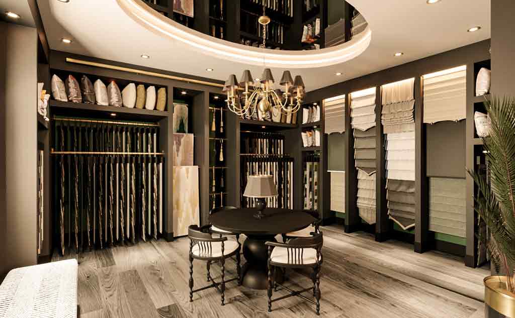 طراحی دکوراسیون مغازه پرده فروشی