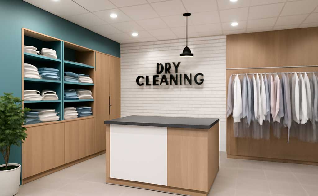 طراحی دکوراسیون مغازه خشکشویی